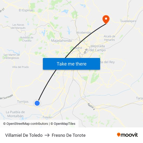 Villamiel De Toledo to Fresno De Torote map