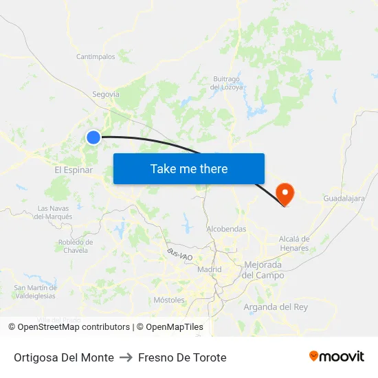 Ortigosa Del Monte to Fresno De Torote map