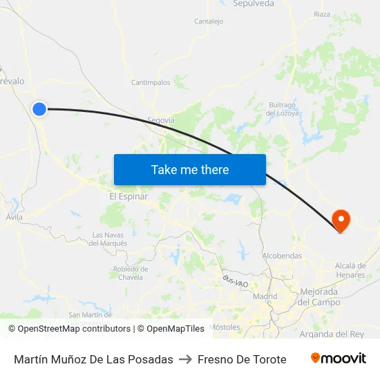 Martín Muñoz De Las Posadas to Fresno De Torote map