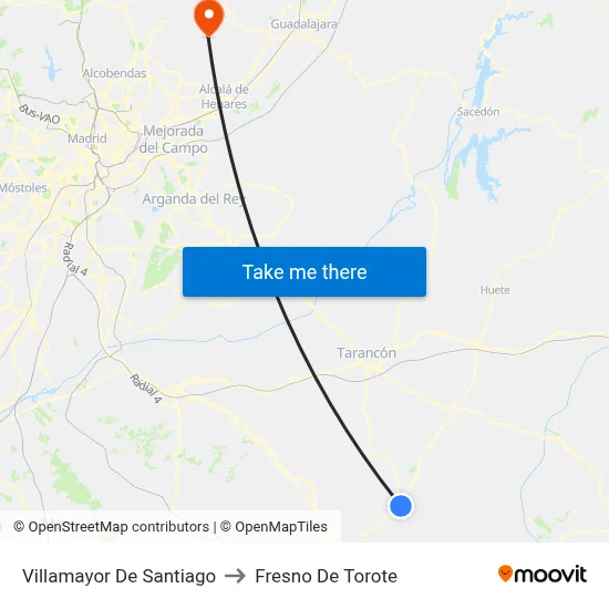 Villamayor De Santiago to Fresno De Torote map