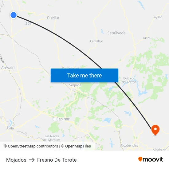 Mojados to Fresno De Torote map