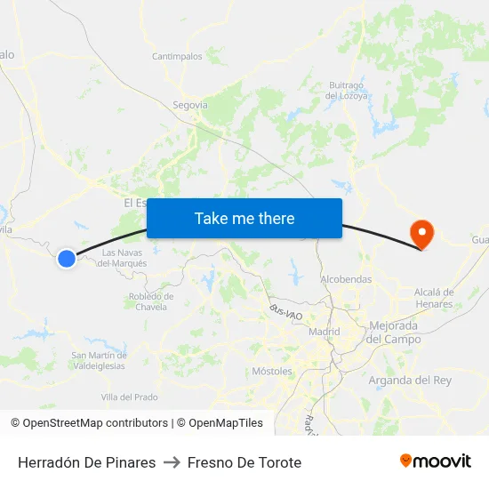Herradón De Pinares to Fresno De Torote map