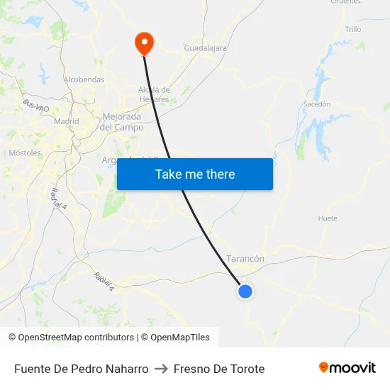 Fuente De Pedro Naharro to Fresno De Torote map