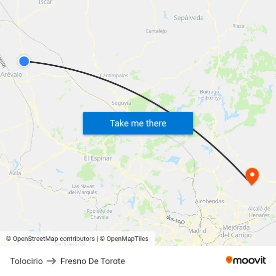 Tolocirio to Fresno De Torote map