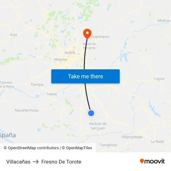 Villacañas to Fresno De Torote map