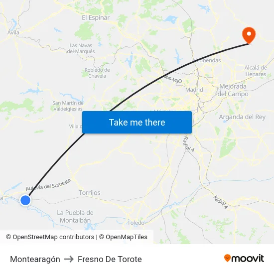 Montearagón to Fresno De Torote map