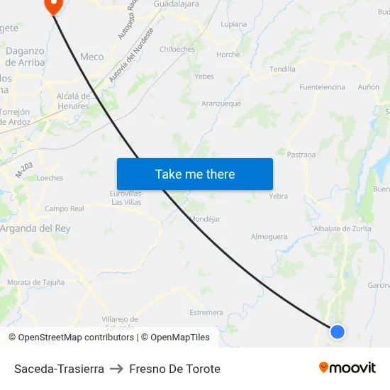Saceda-Trasierra to Fresno De Torote map