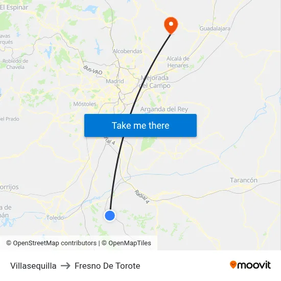 Villasequilla to Fresno De Torote map