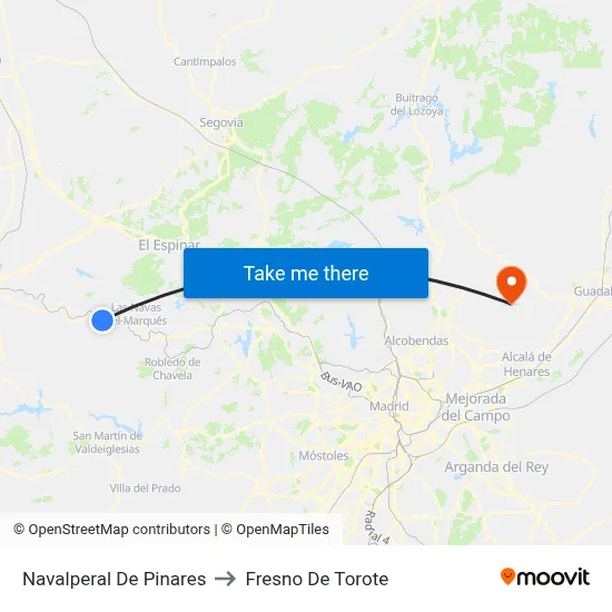 Navalperal De Pinares to Fresno De Torote map