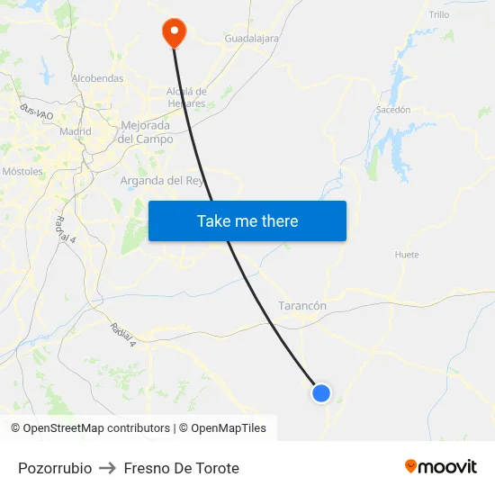 Pozorrubio to Fresno De Torote map