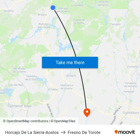 Horcajo De La Sierra-Aoslos to Fresno De Torote map