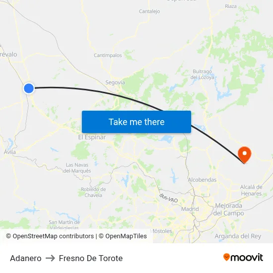 Adanero to Fresno De Torote map