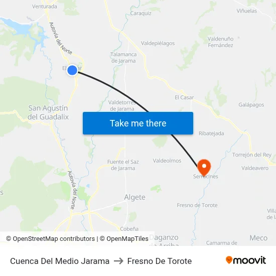 Cuenca Del Medio Jarama to Fresno De Torote map
