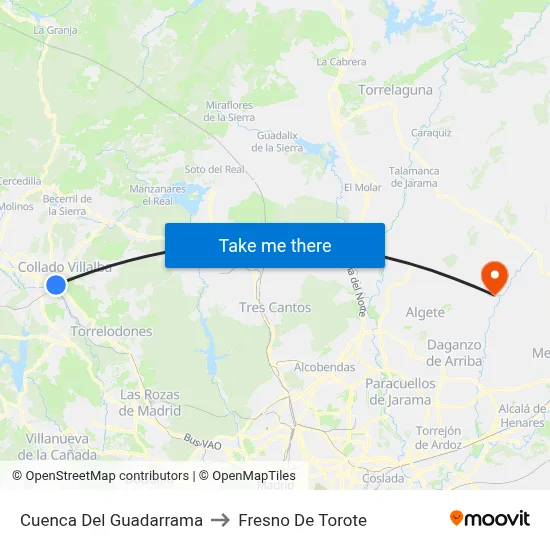 Cuenca Del Guadarrama to Fresno De Torote map