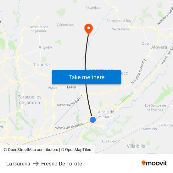 La Garena to Fresno De Torote map