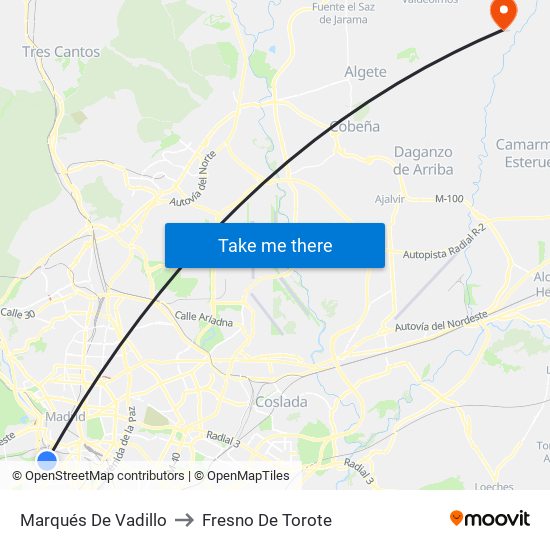 Marqués De Vadillo to Fresno De Torote map