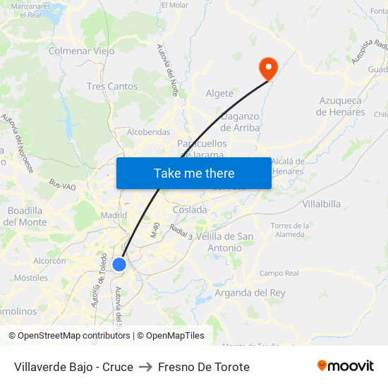 Villaverde Bajo - Cruce to Fresno De Torote map