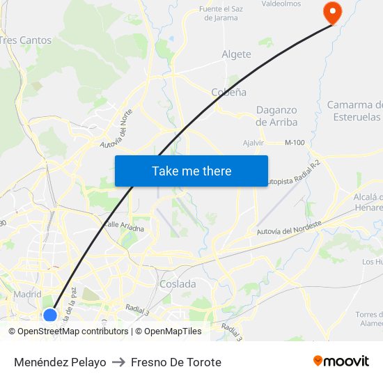 Menéndez Pelayo to Fresno De Torote map