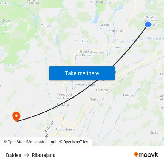 Baides to Ribatejada map