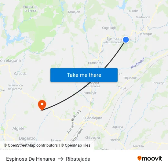 Espinosa De Henares to Ribatejada map