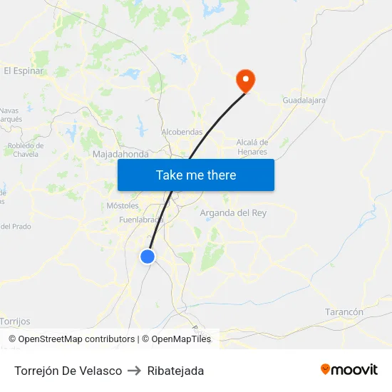 Torrejón De Velasco to Ribatejada map