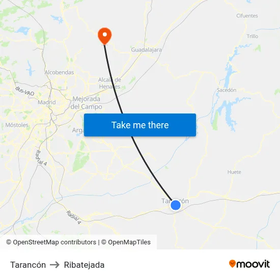 Tarancón to Ribatejada map