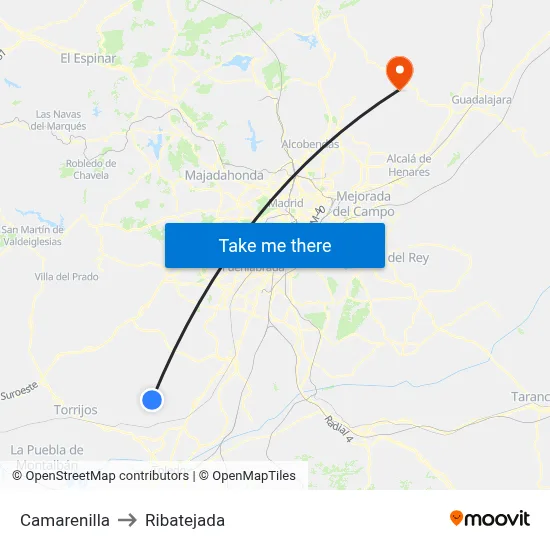 Camarenilla to Ribatejada map
