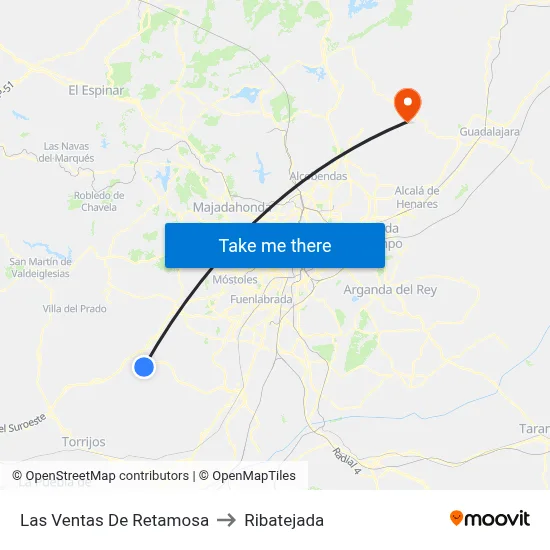 Las Ventas De Retamosa to Ribatejada map