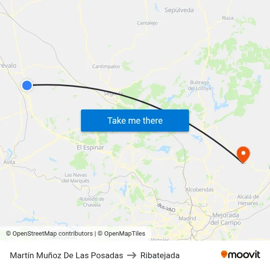 Martín Muñoz De Las Posadas to Ribatejada map