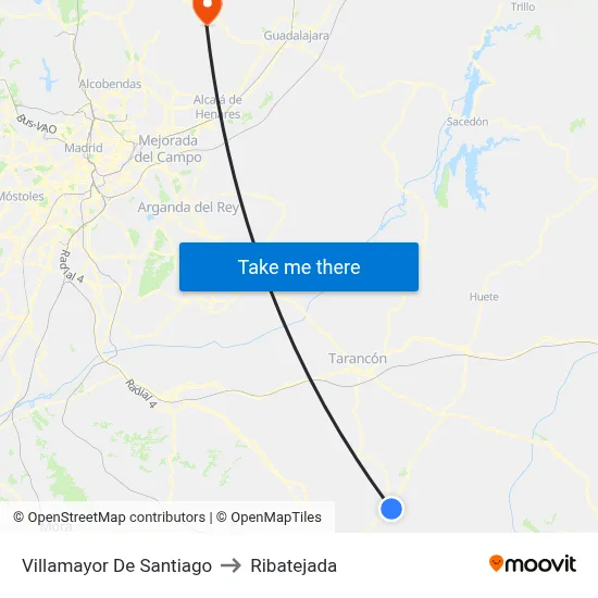 Villamayor De Santiago to Ribatejada map