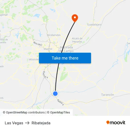 Las Vegas to Ribatejada map