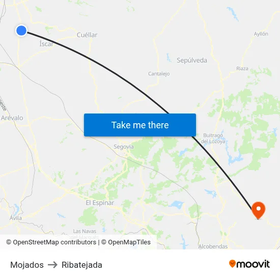 Mojados to Ribatejada map