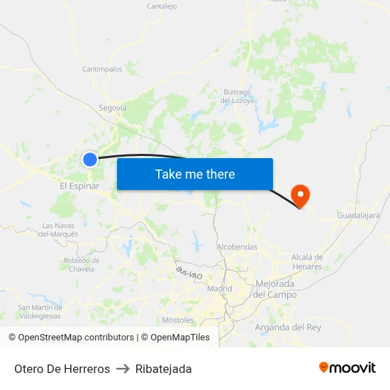 Otero De Herreros to Ribatejada map