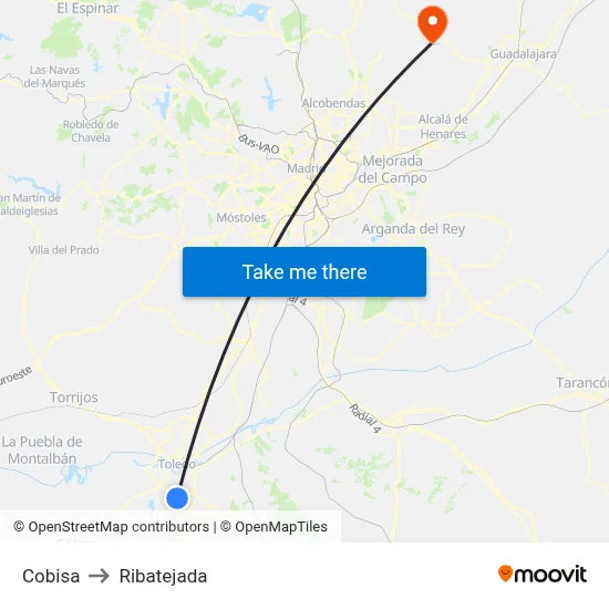 Cobisa to Ribatejada map