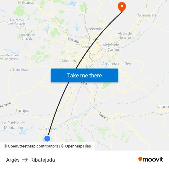 Argés to Ribatejada map