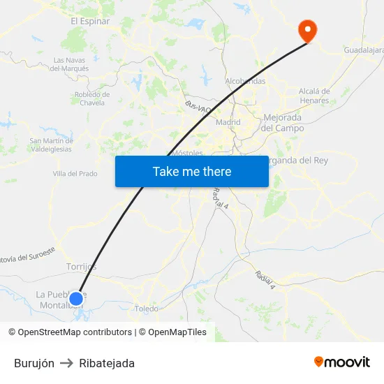 Burujón to Ribatejada map