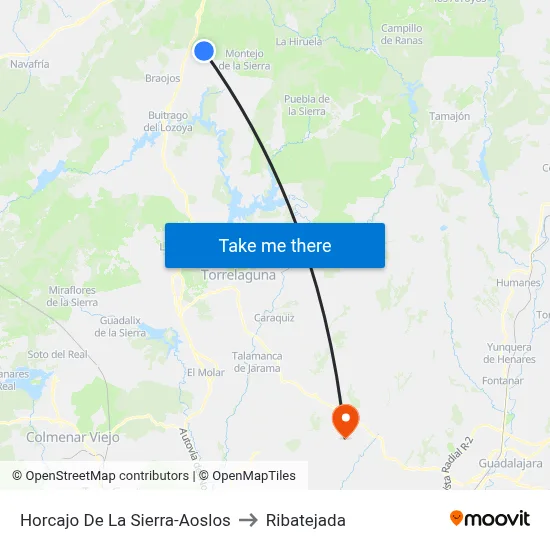 Horcajo De La Sierra-Aoslos to Ribatejada map