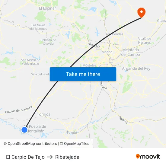 El Carpio De Tajo to Ribatejada map