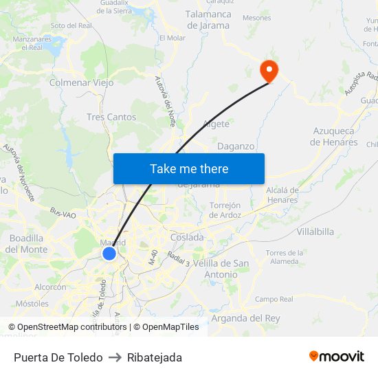 Puerta De Toledo to Ribatejada map