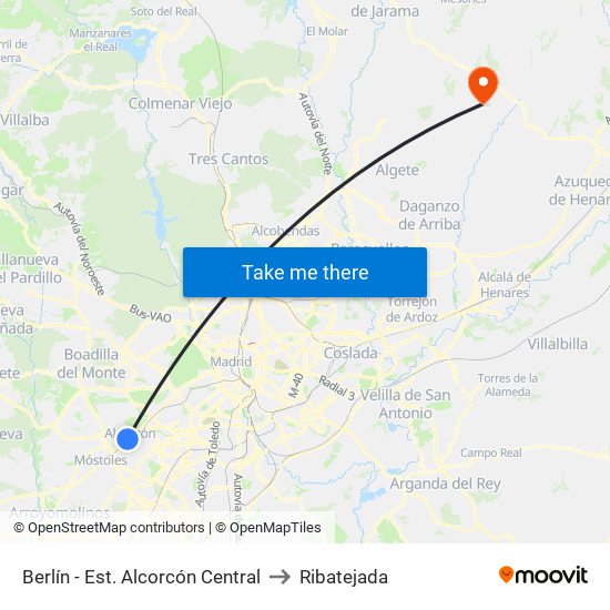 Berlín - Est. Alcorcón Central to Ribatejada map