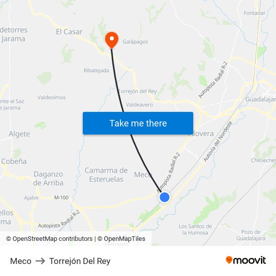 Meco to Torrejón Del Rey map