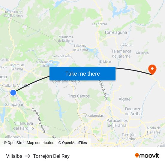 Villalba to Torrejón Del Rey map