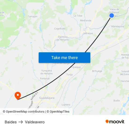 Baides to Valdeavero map