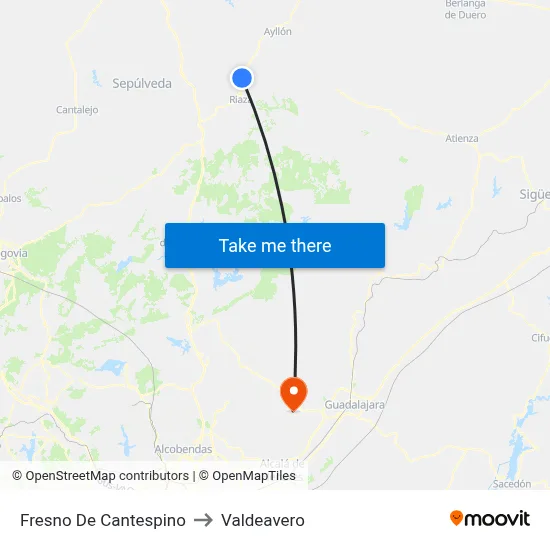 Fresno De Cantespino to Valdeavero map
