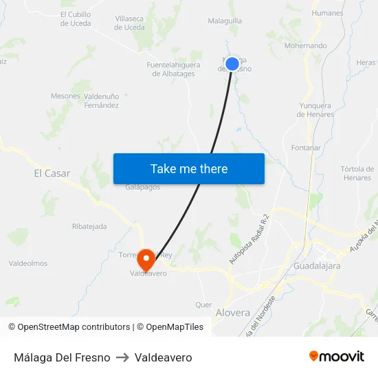 Málaga Del Fresno to Valdeavero map