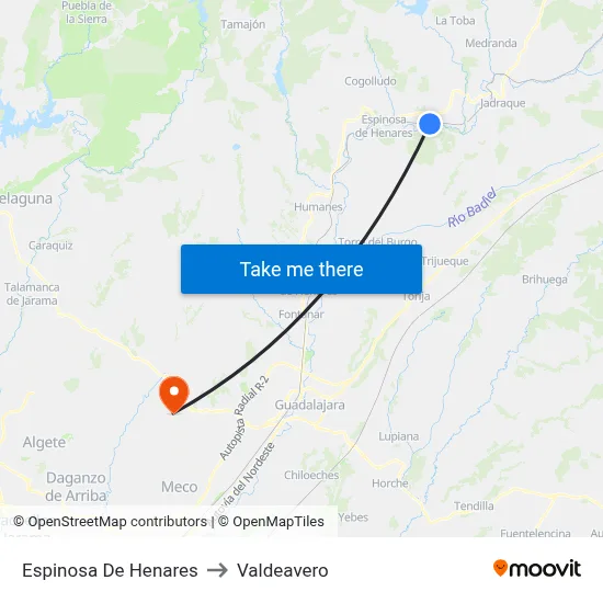 Espinosa De Henares to Valdeavero map