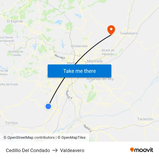 Cedillo Del Condado to Valdeavero map
