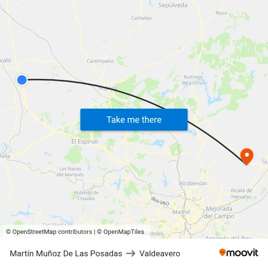 Martín Muñoz De Las Posadas to Valdeavero map
