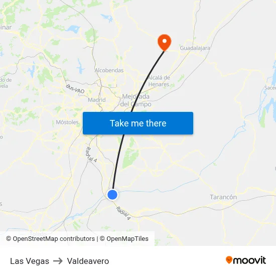Las Vegas to Valdeavero map