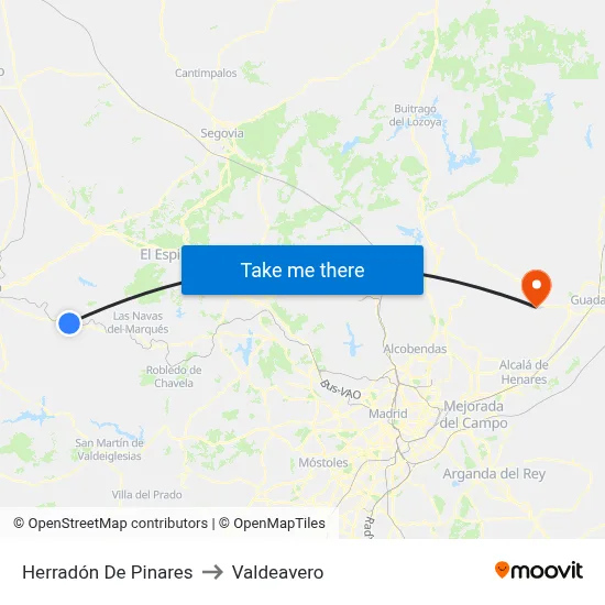 Herradón De Pinares to Valdeavero map
